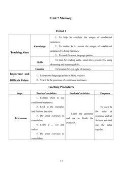 Unit 7  Memory_教案1