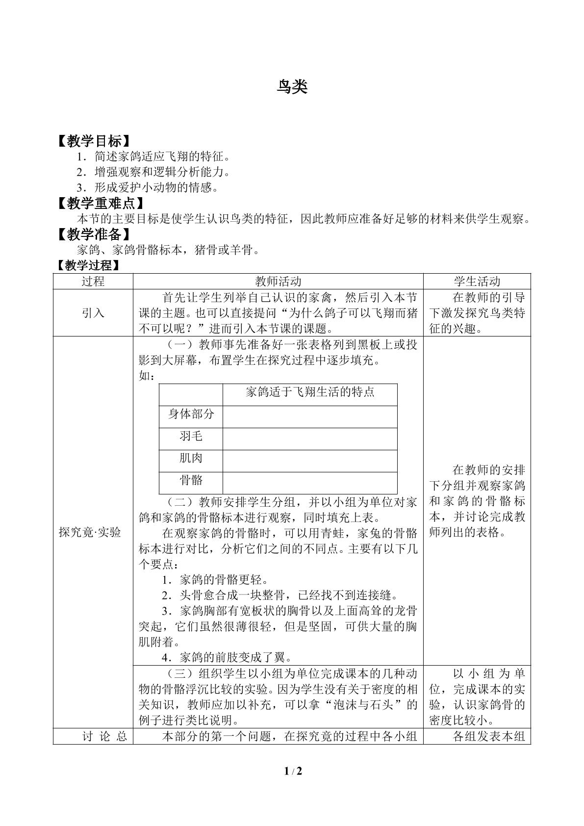 鸟类_教案1