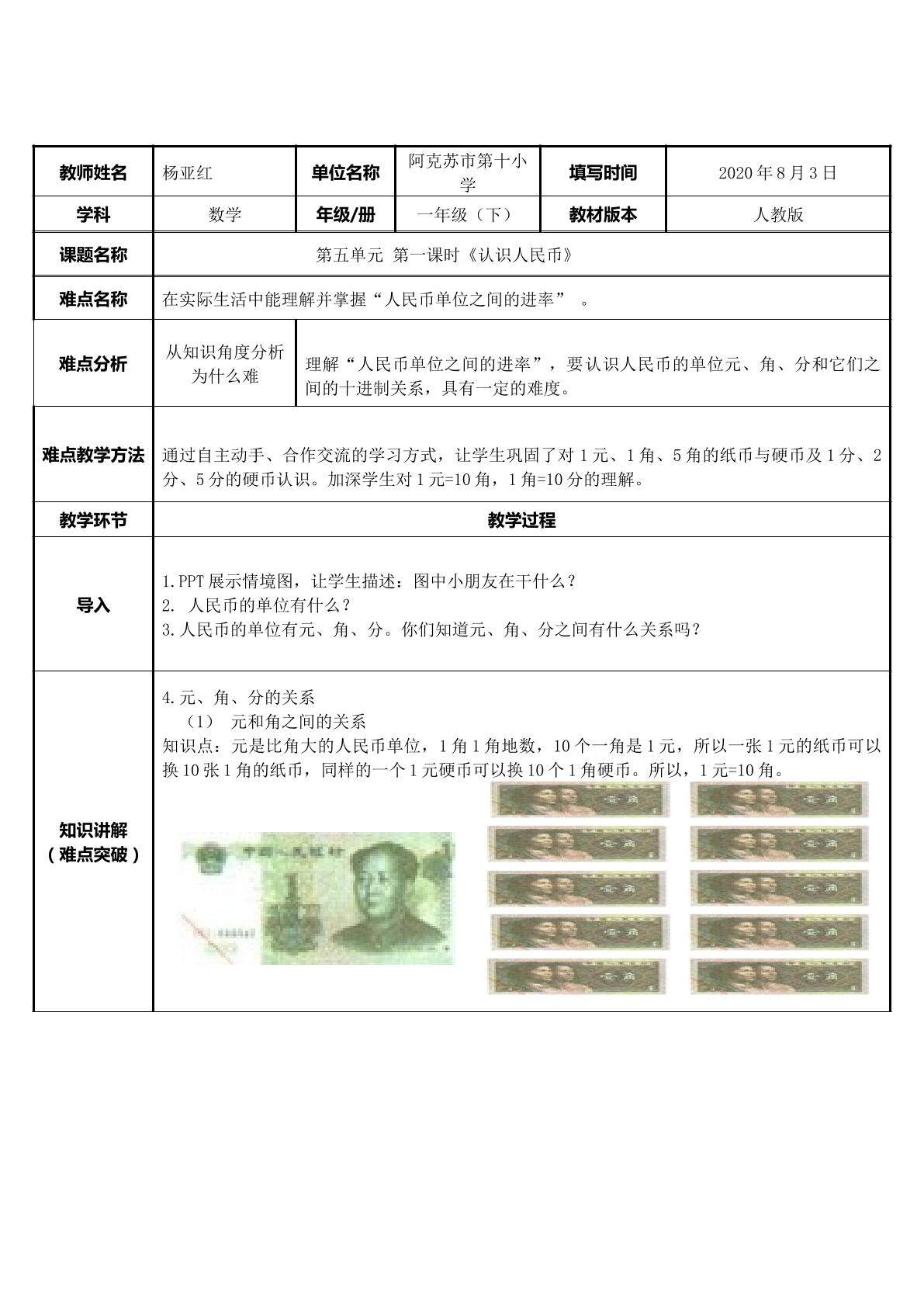 认识人民币