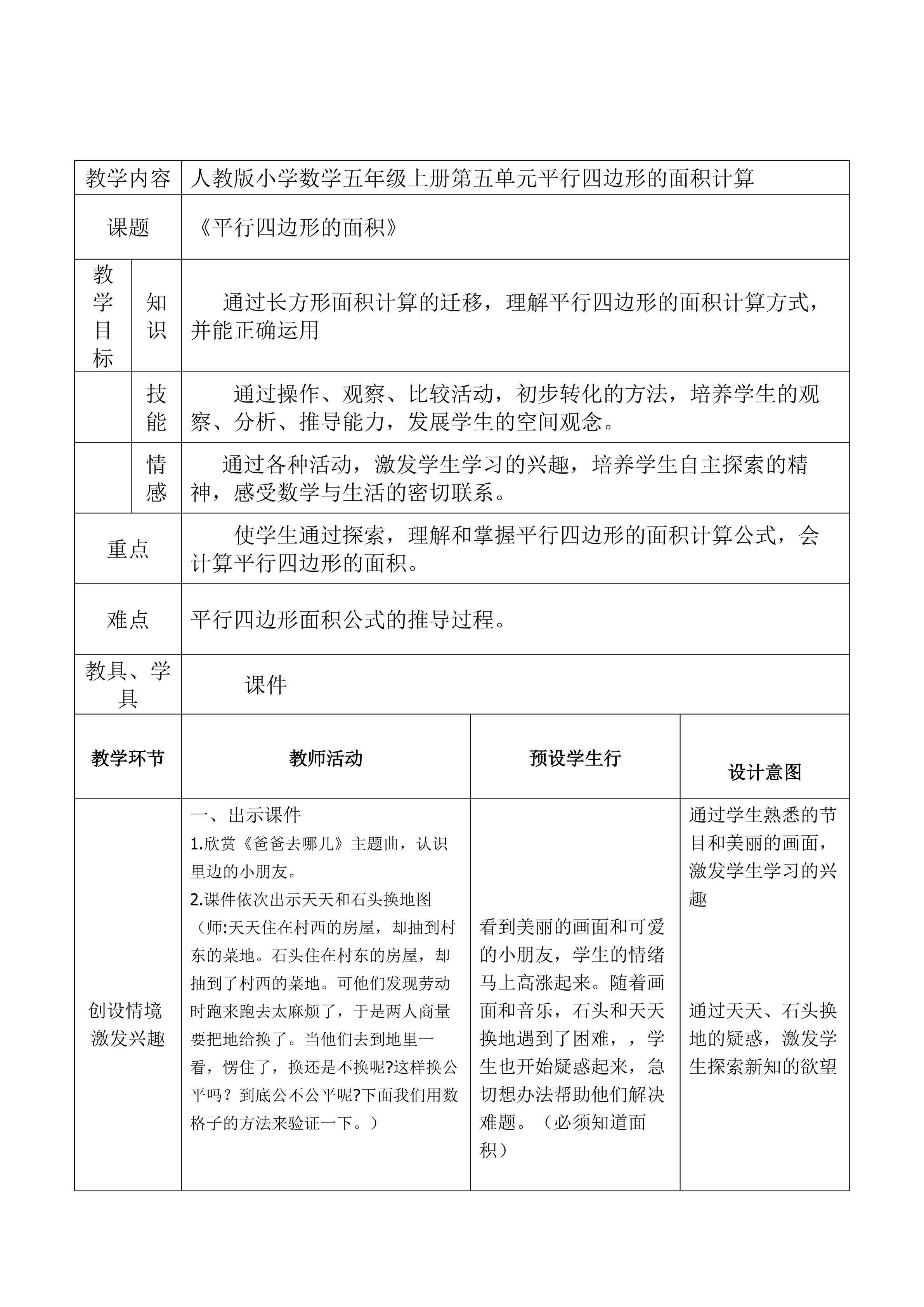 平行四边形的面积