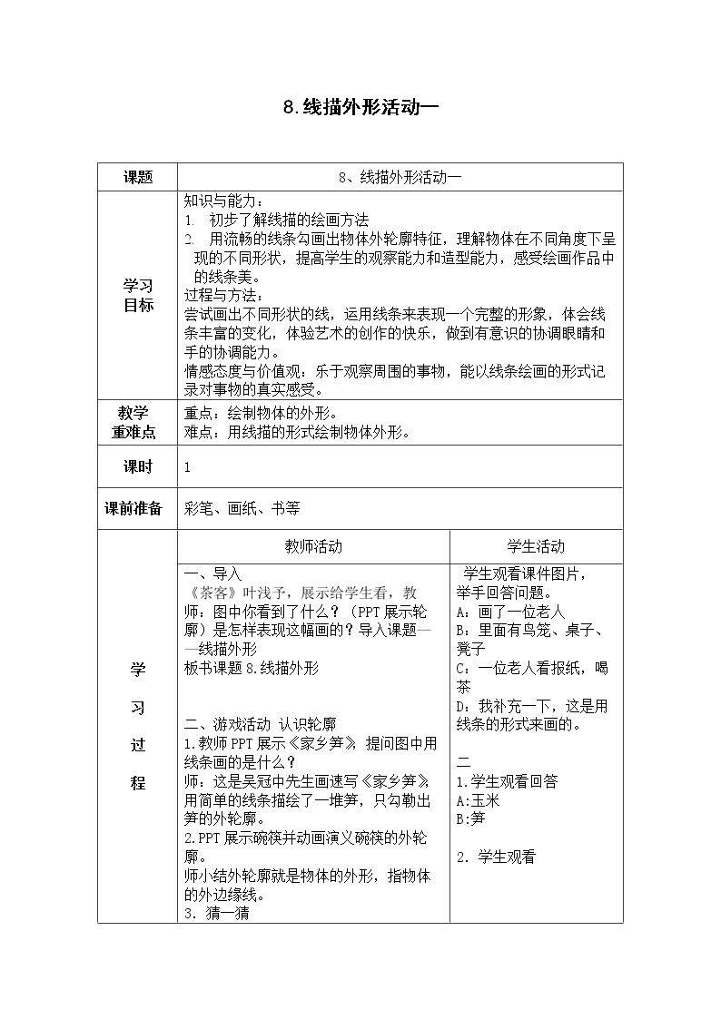 8. 线描外形