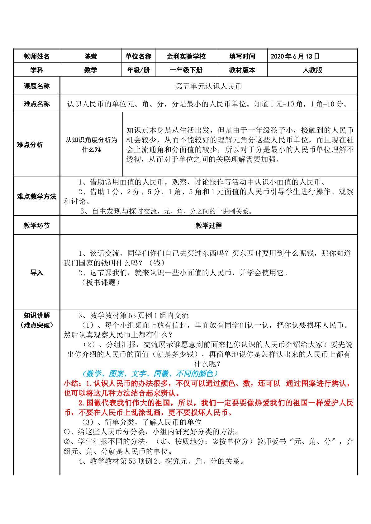 认识人民币