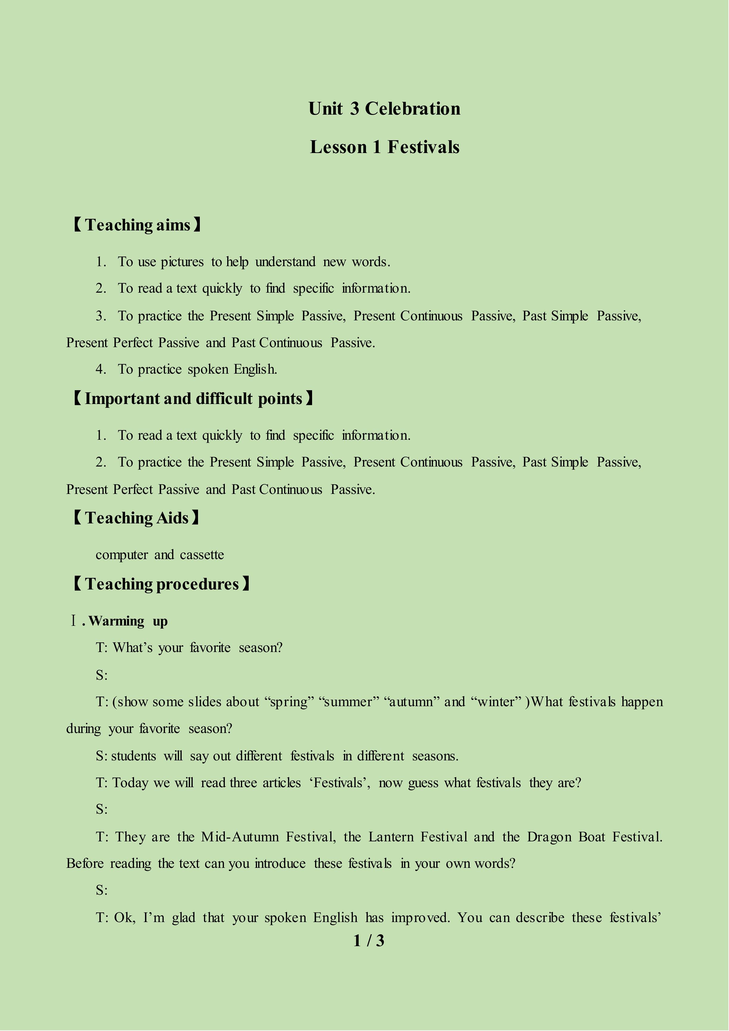 Lesson 1 Festivals_教案2