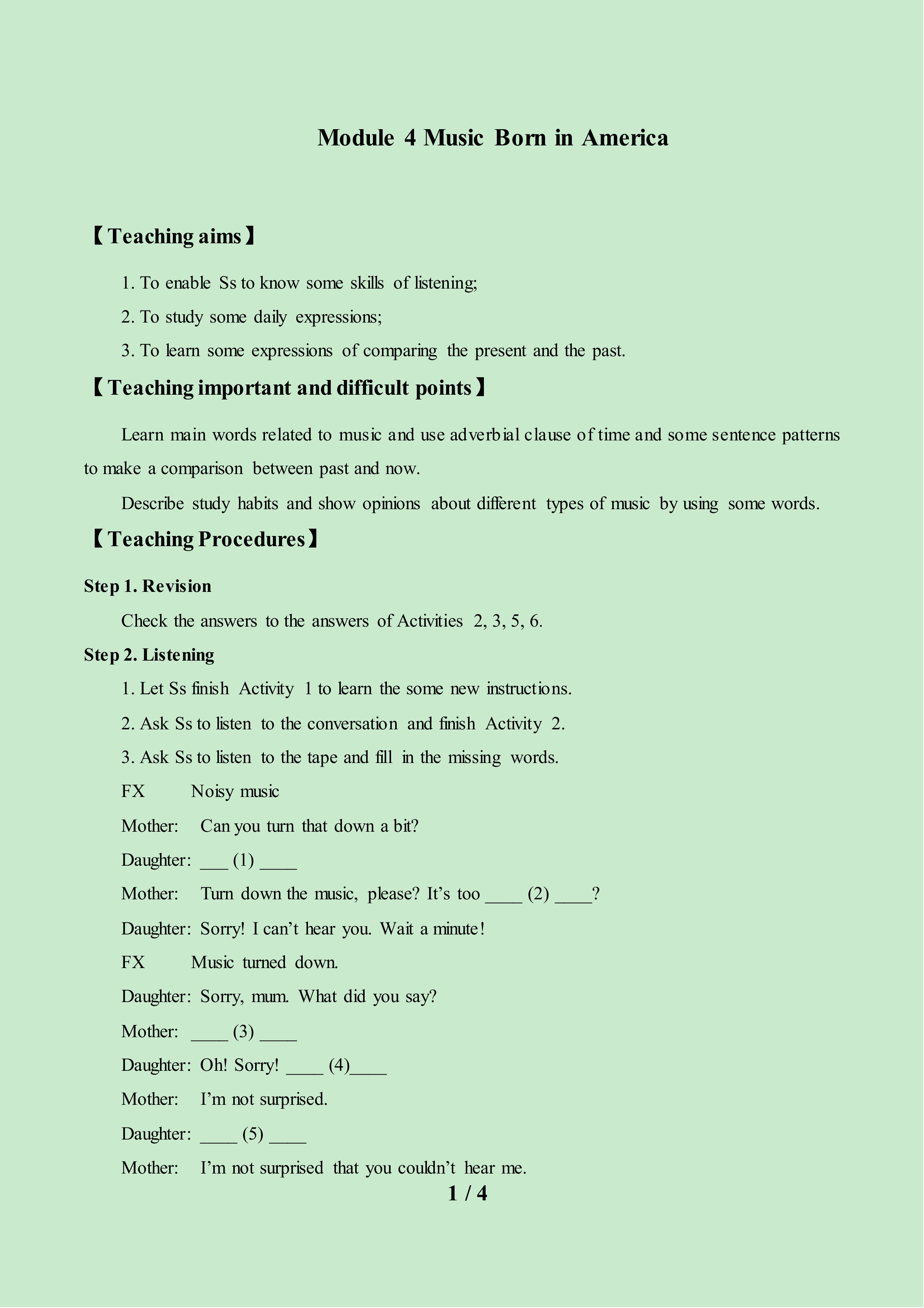 Module 4 Music Born in America_教案2