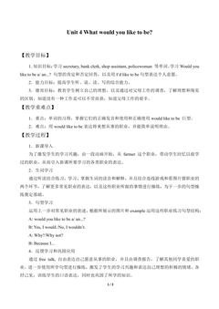 Unit4  What would you like to be ?_教案1