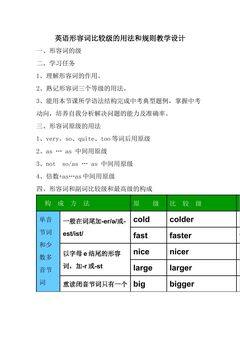形容词比较级的用法和规则