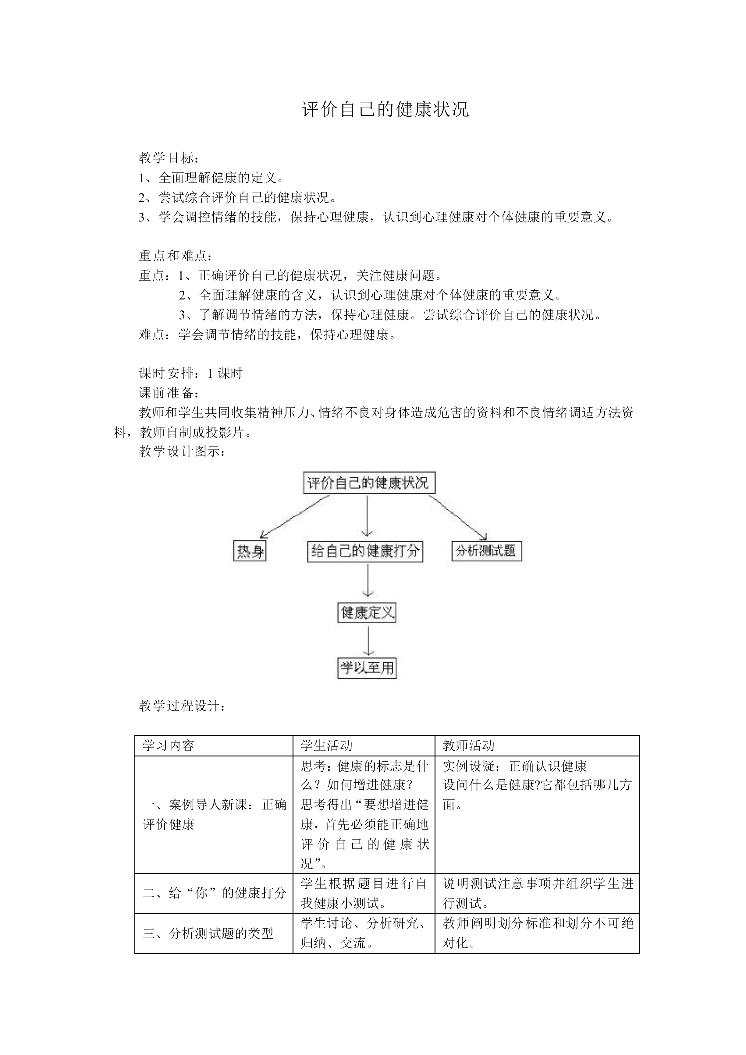 评价自己的健康状况_教案2