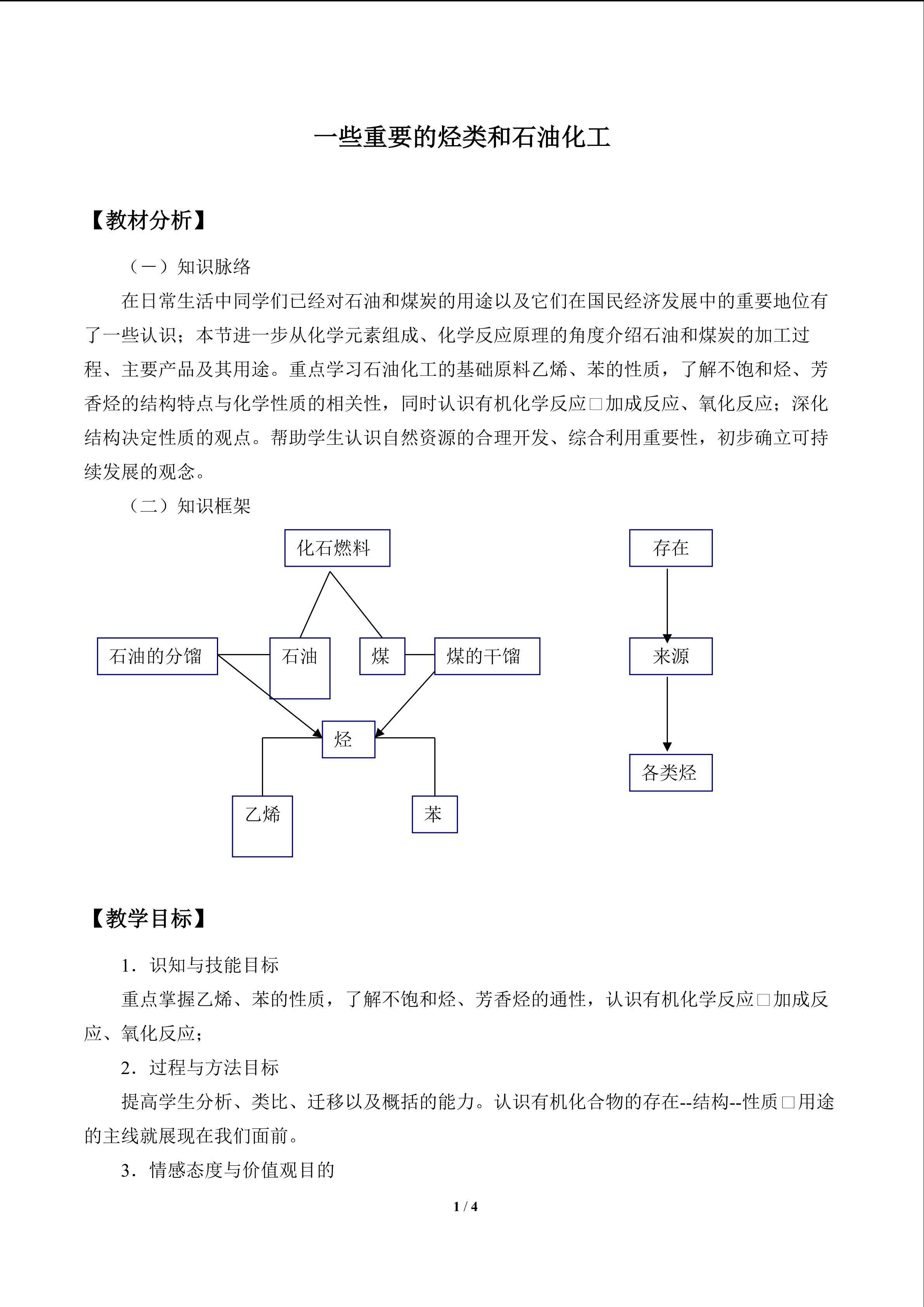 一些重要的烃类和石油化工_教案1