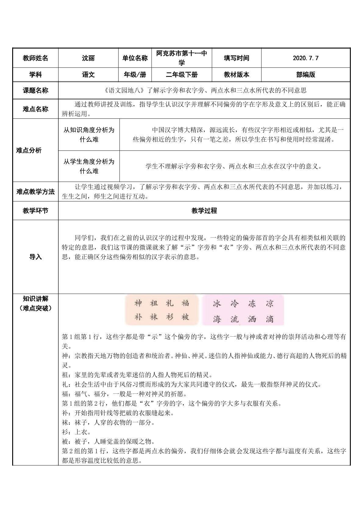 了解示字旁和衣字旁、两点水和三点水所代表的不同意思