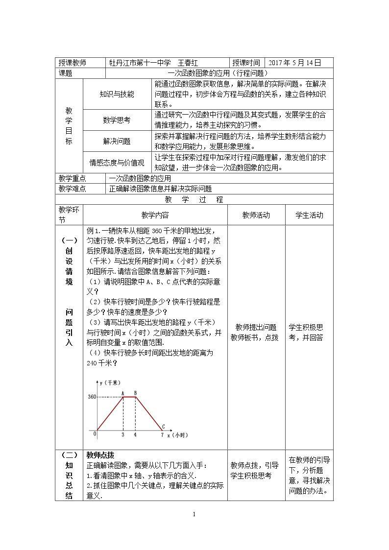 应用函数图象解决简单的实际问题