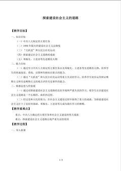 探索建设社会主义的道路_教案1