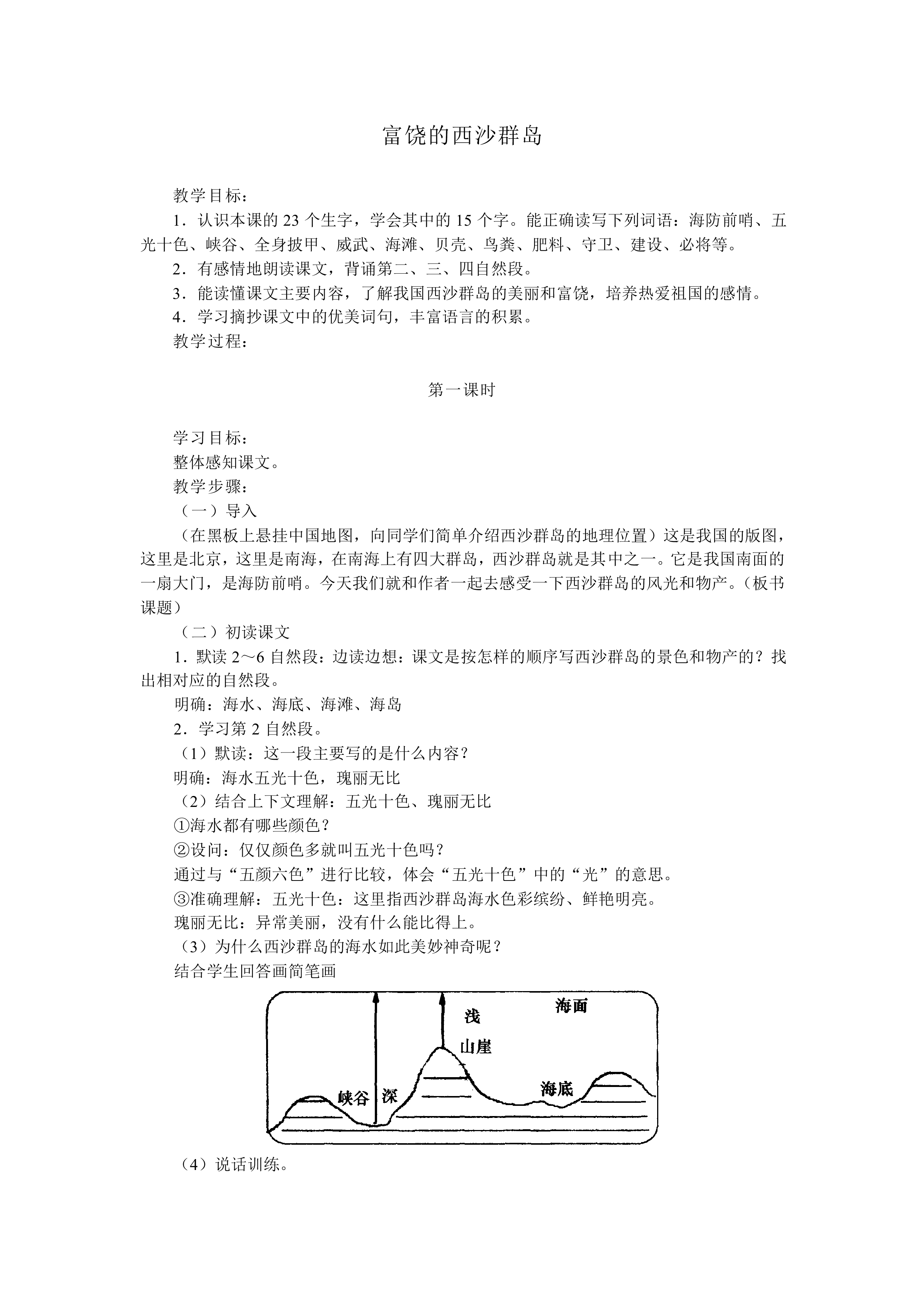 富饶的西沙群岛_教案2