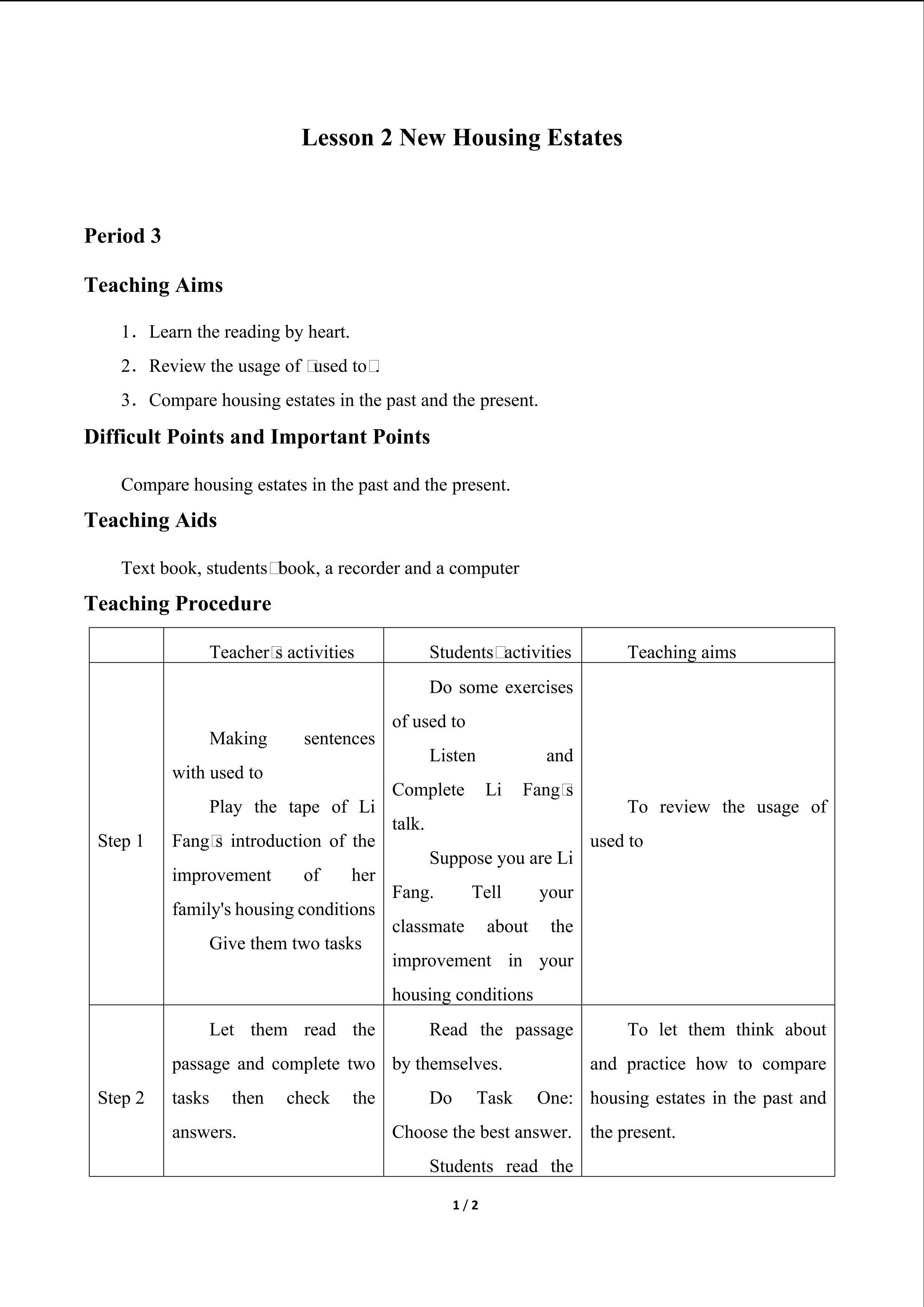 Lesson 2 New Housing Estates_教案3