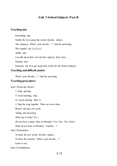 Unit 3 School Subjects Part B_教案1