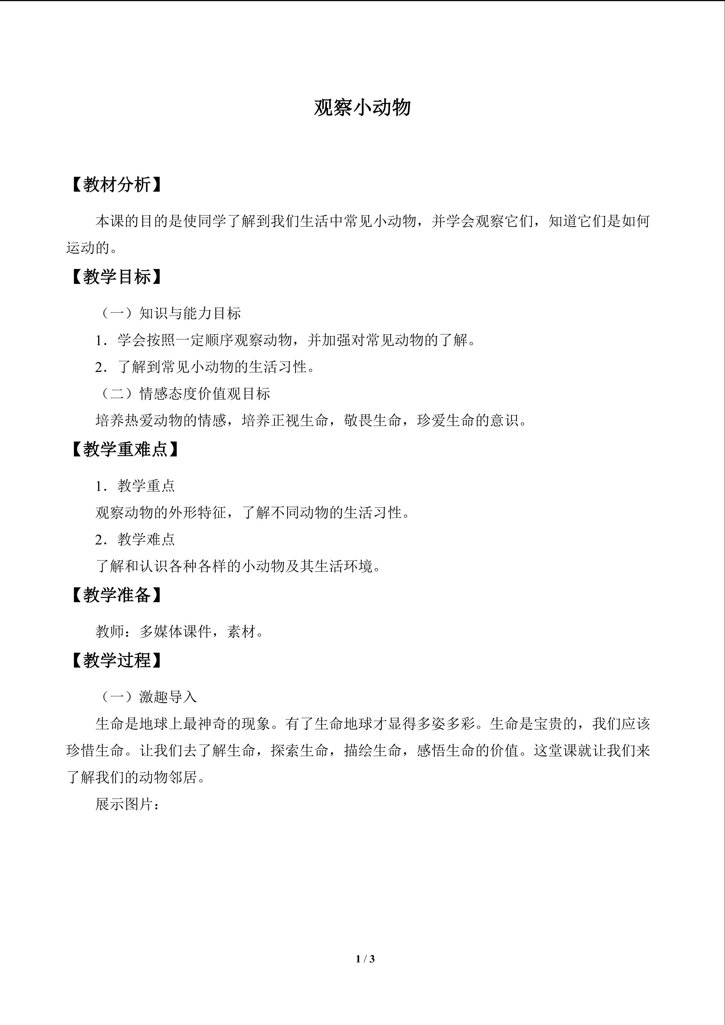 观察小动物_教案1