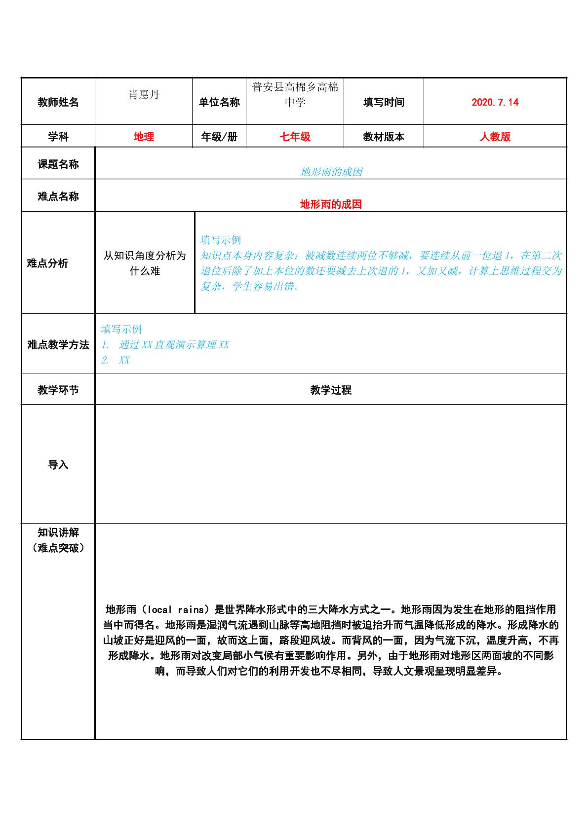 地形雨的成因