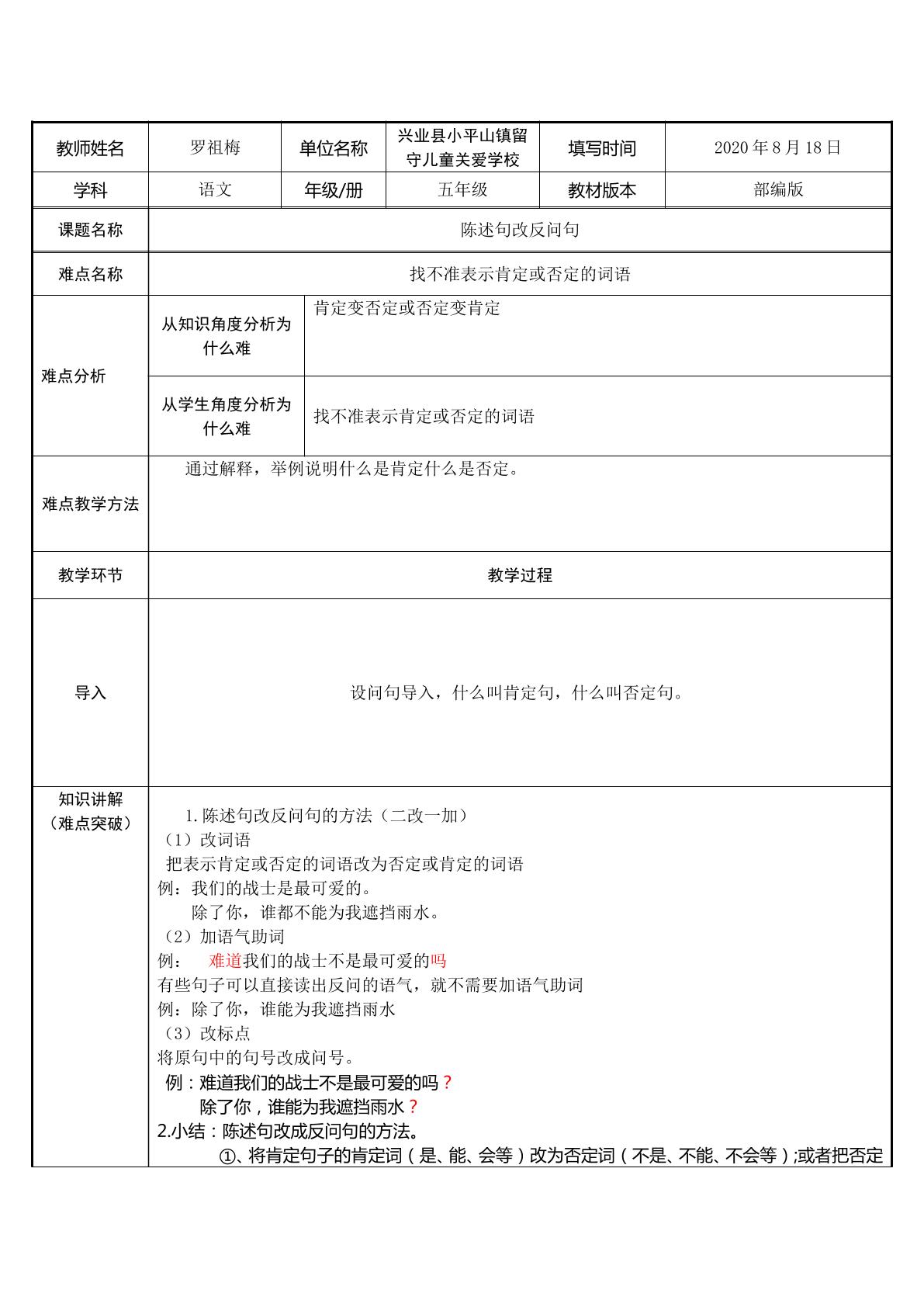 陈述句、反问句互换