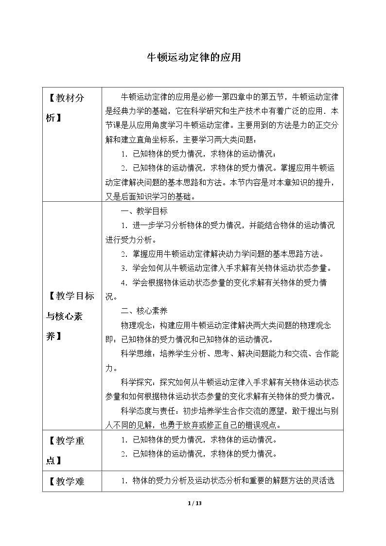 牛顿运动定律的应用