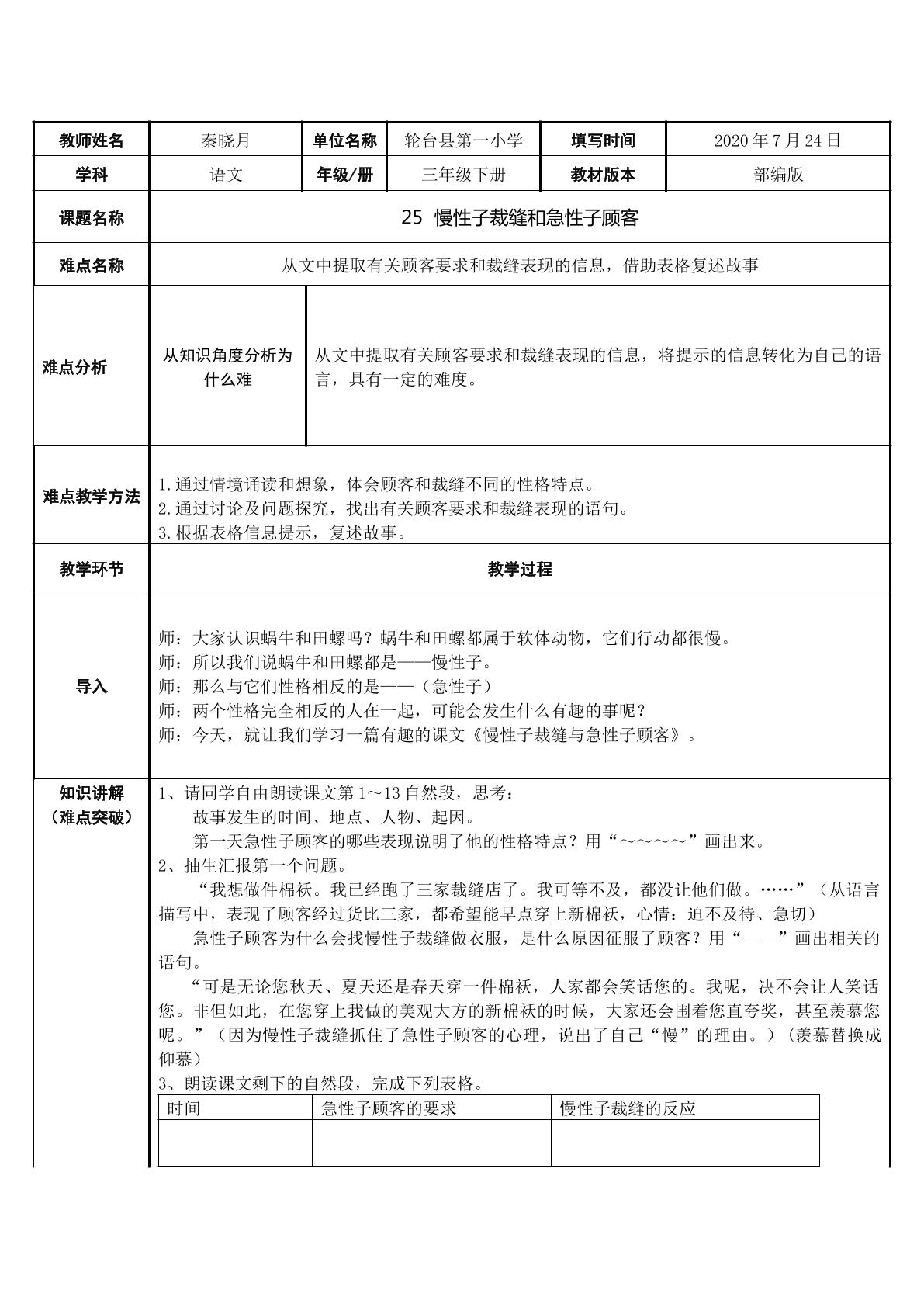 25慢性子裁缝和急性子顾客