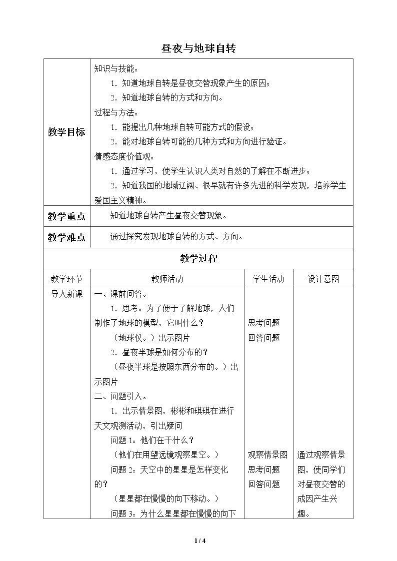 昼夜与地球自转