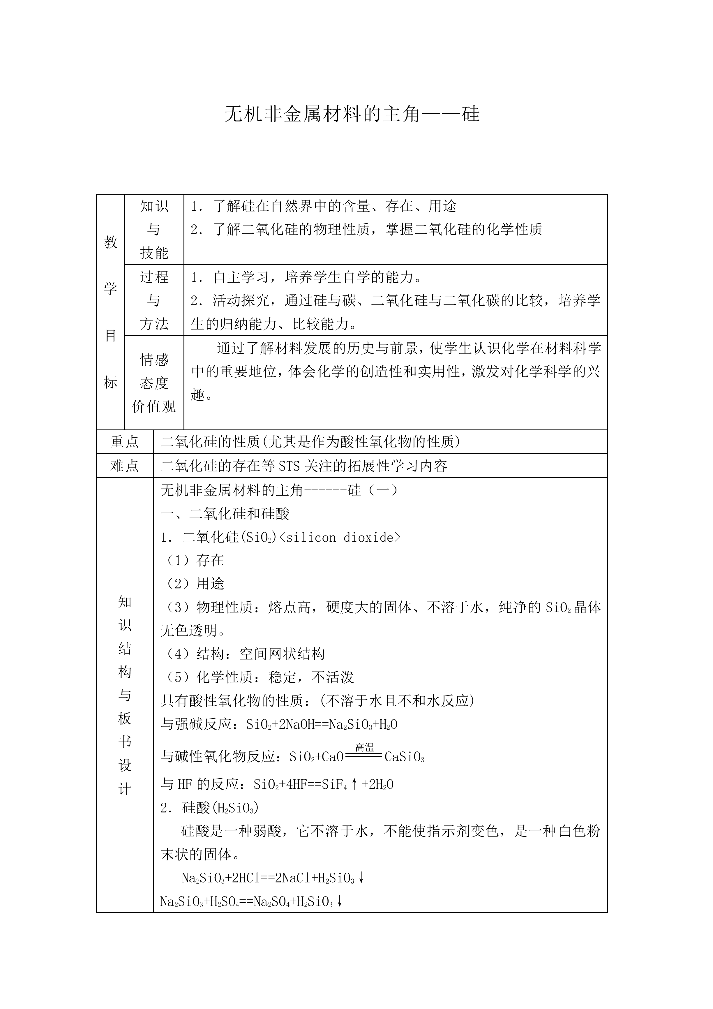 无机非金属材料的主角——硅_教案5