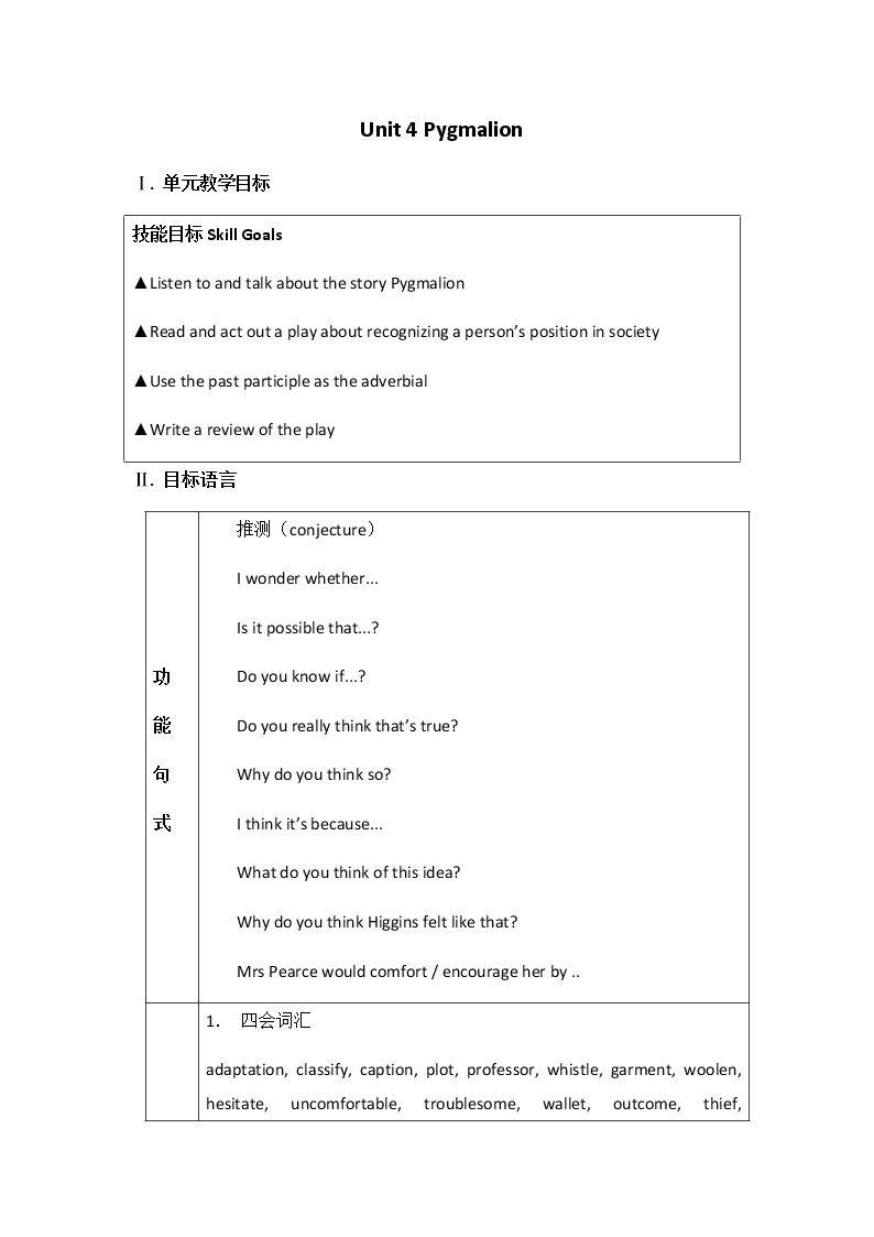 Warming up、Pre-reading、Reading、Comprehending