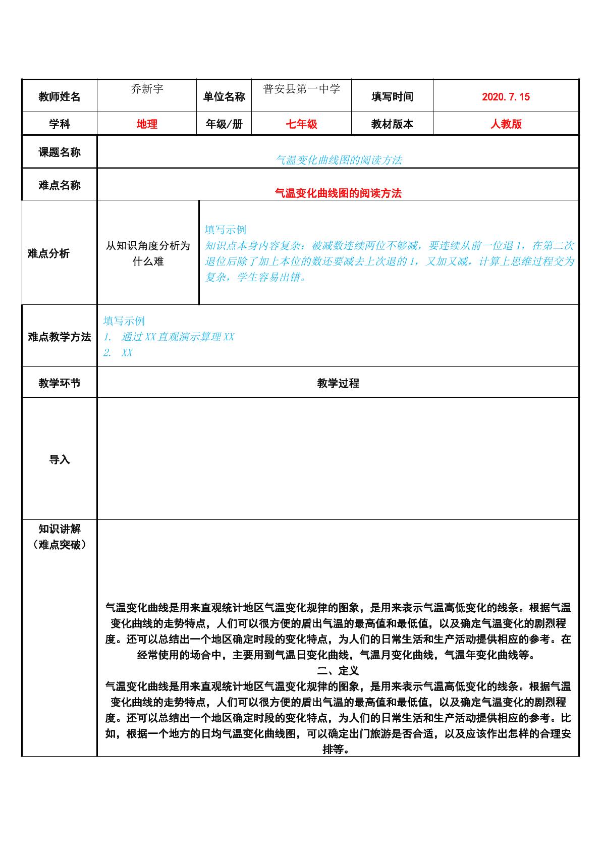 气温变化曲线图的阅读方法