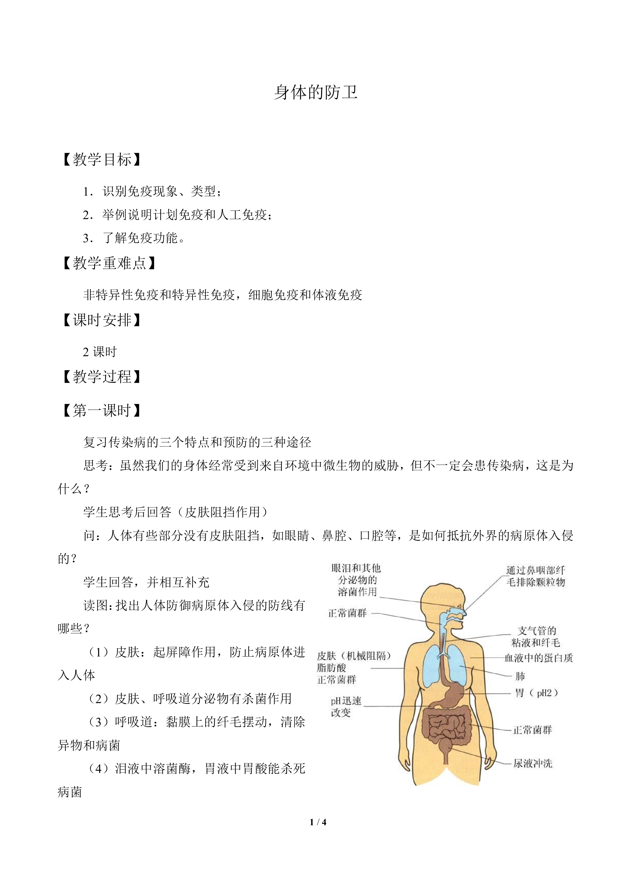 身体的防卫_教案2