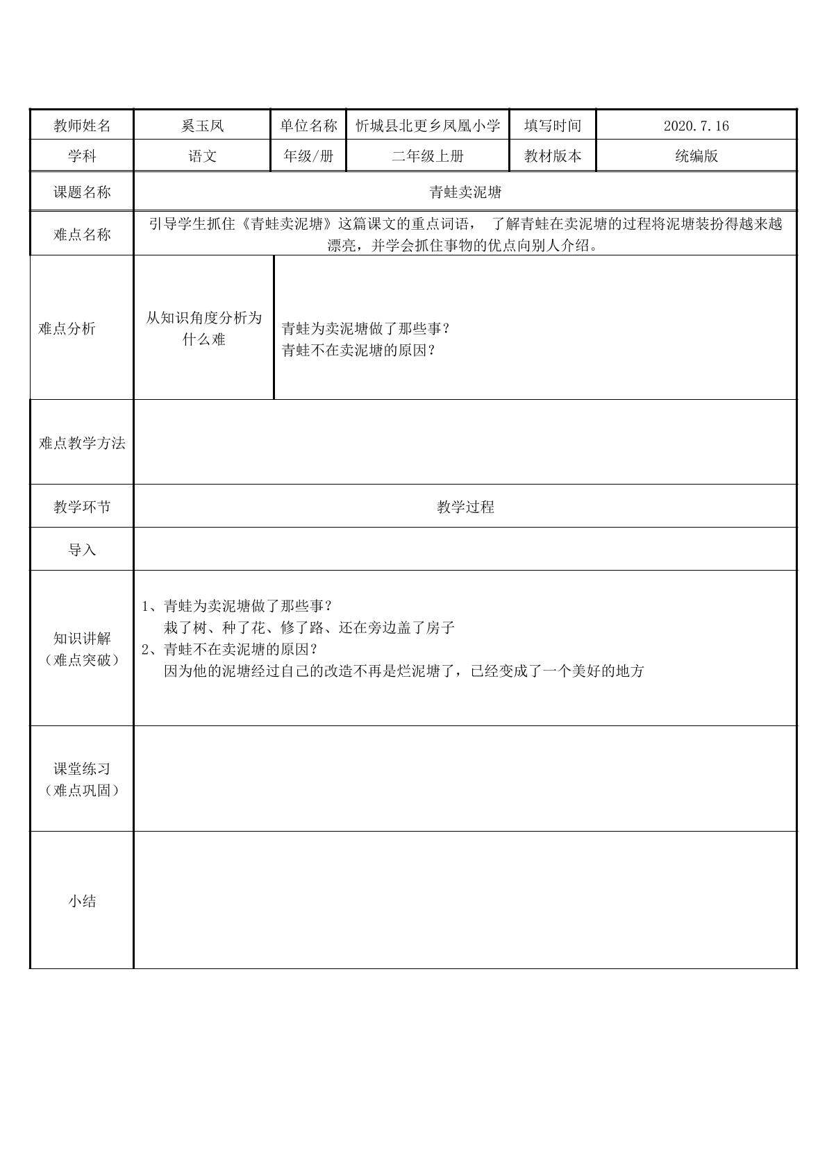 青蛙卖泥塘