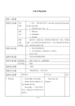 Unit 8 Big bird!_教案1