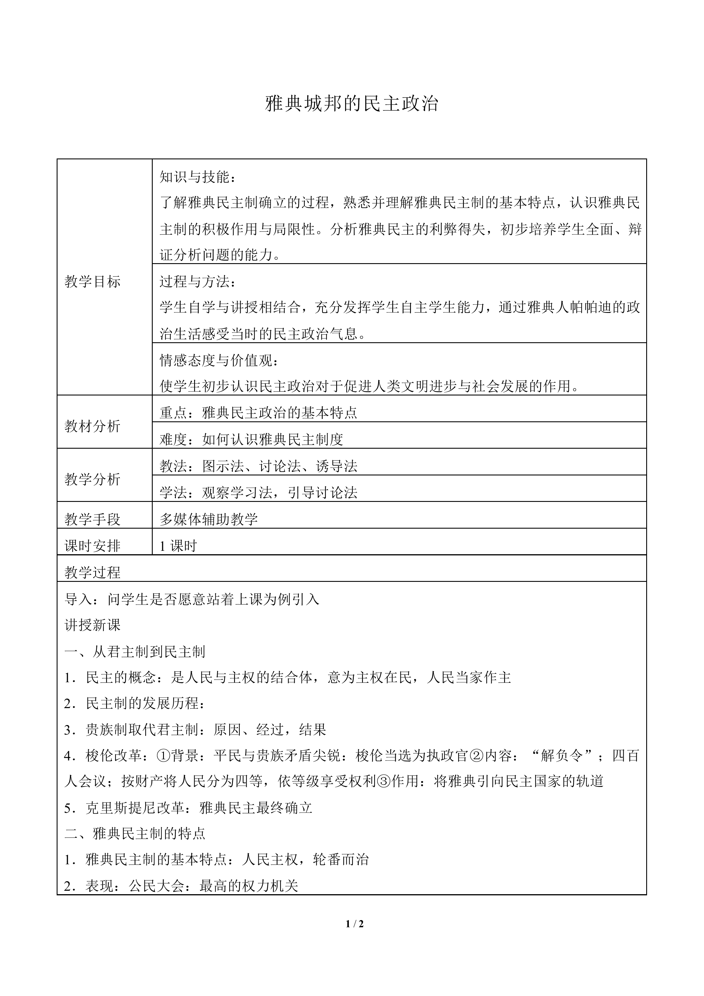 雅典城邦的民主政治_教案3