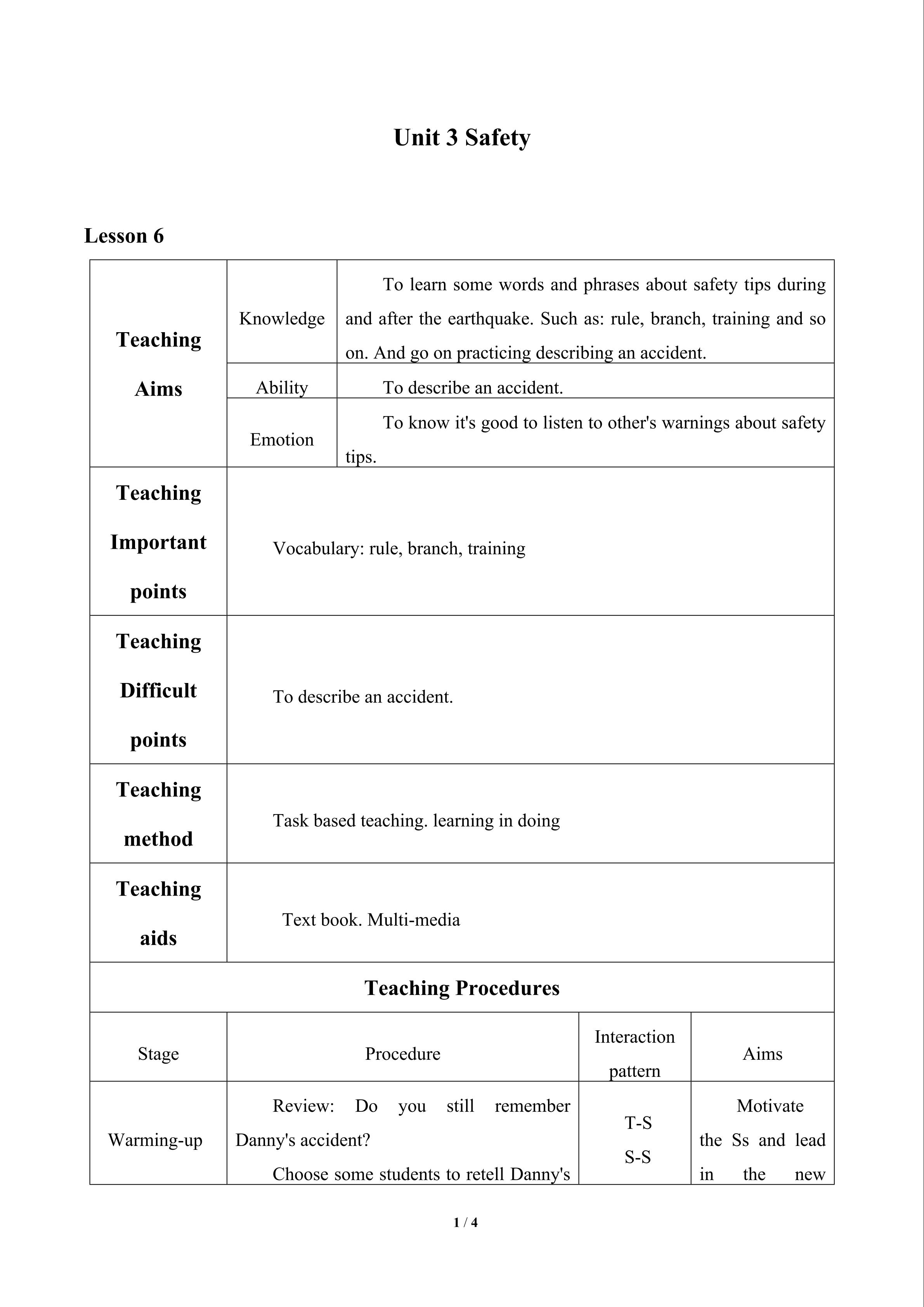 Unit 3 Safety_教案6