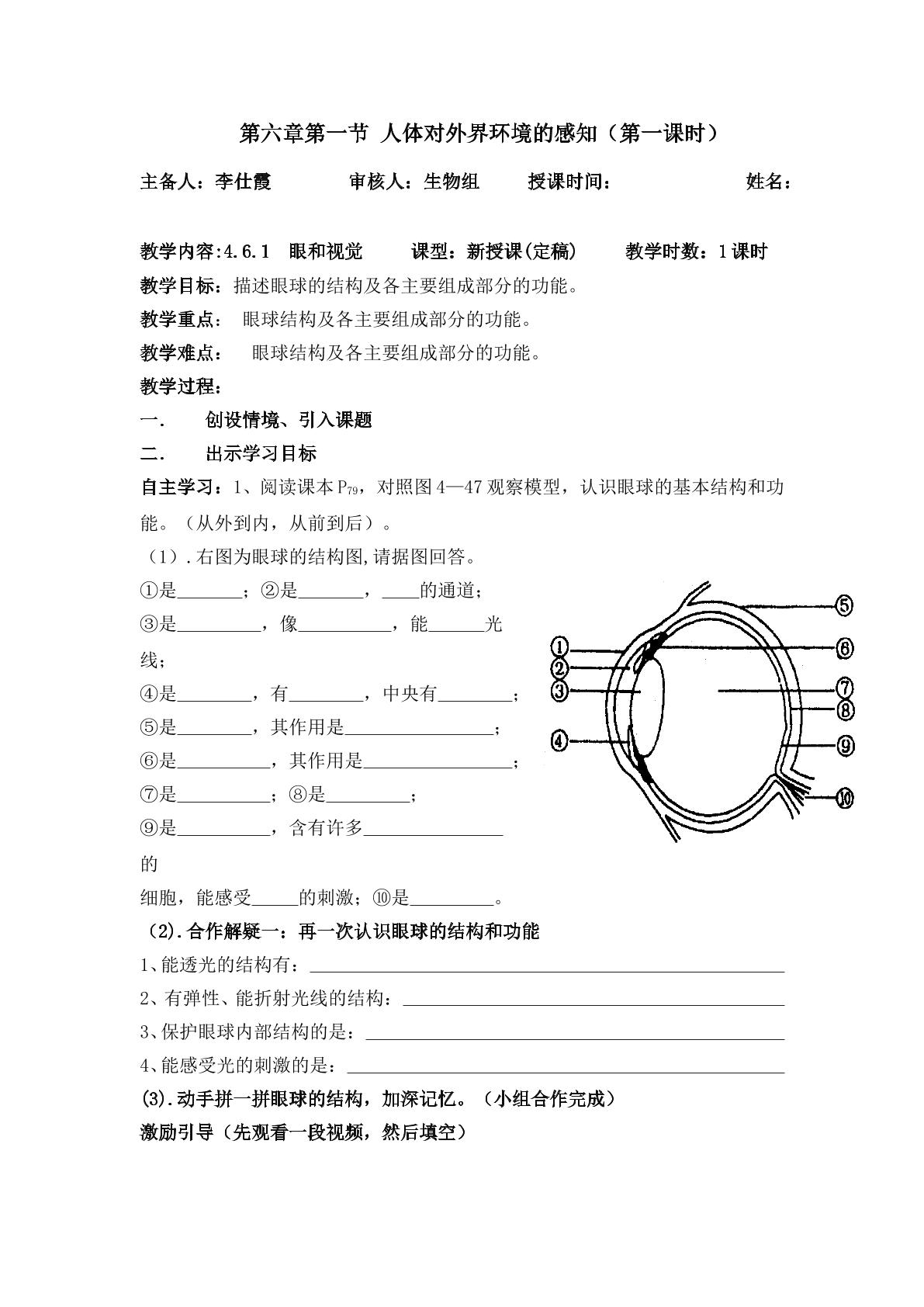 人体眼球的结构