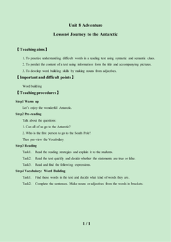 Lesson 4 Journey to the Antarctic_教案1