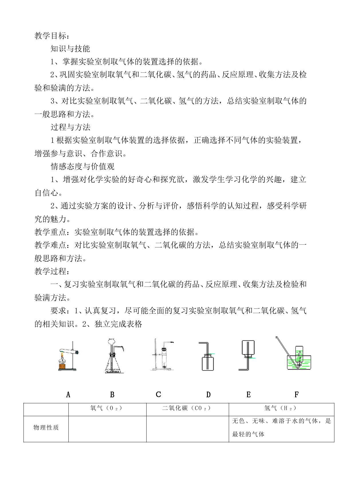 气体的制取