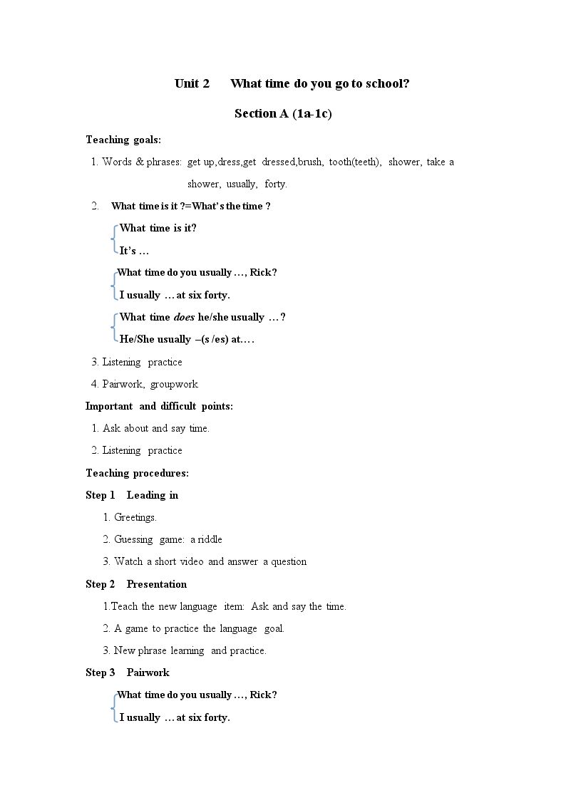 Section A 1a—2d