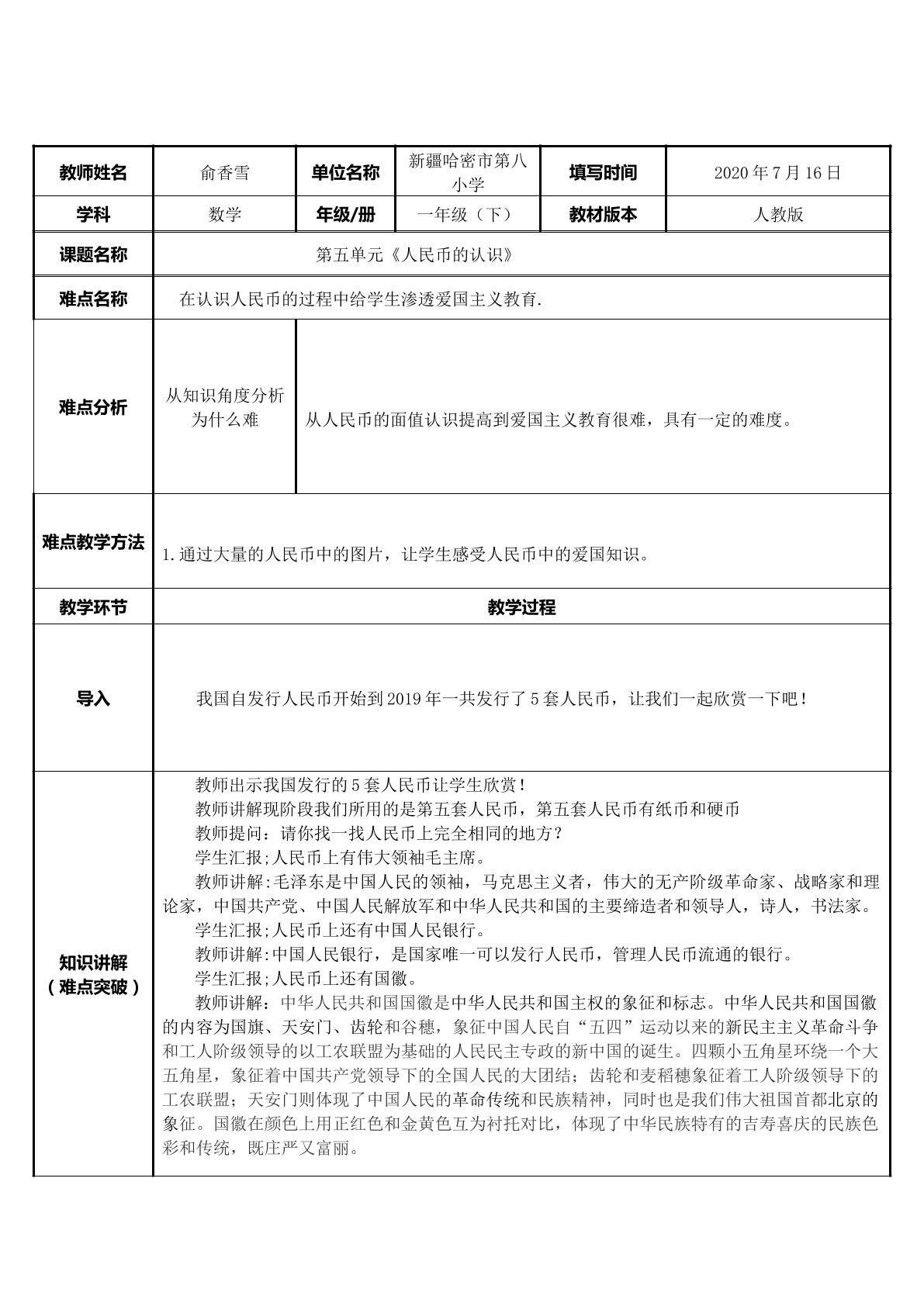 人民币的认识