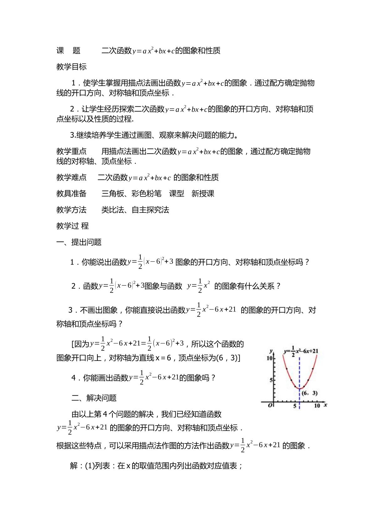 二次函数y=ax^2+bx+c的图象和性质