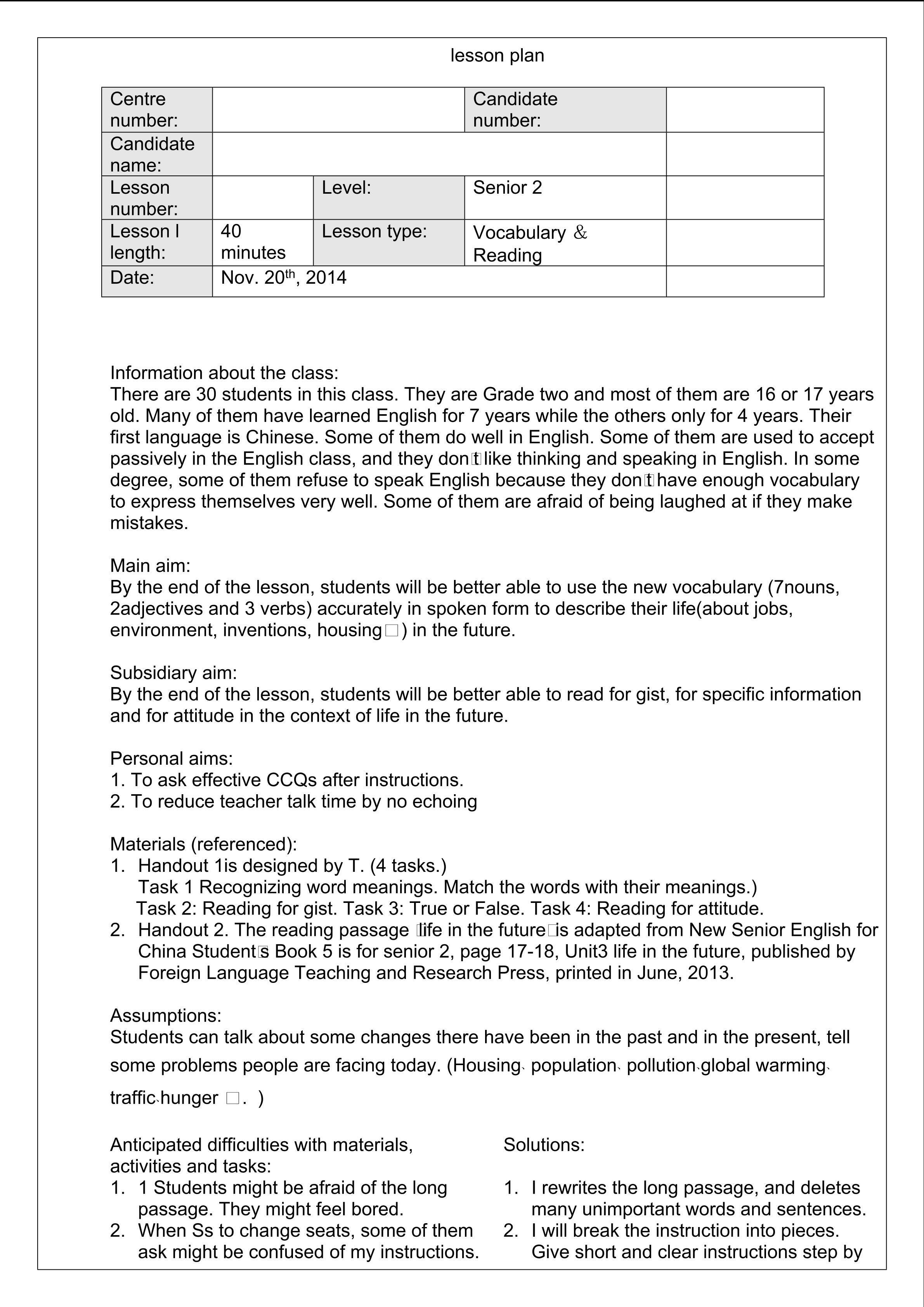 unit 3 life in the future