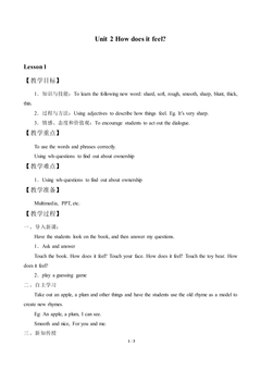 Unit 2 How does it feel?_教案1