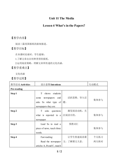 Lesson 4 What's in the Papers?_教案2