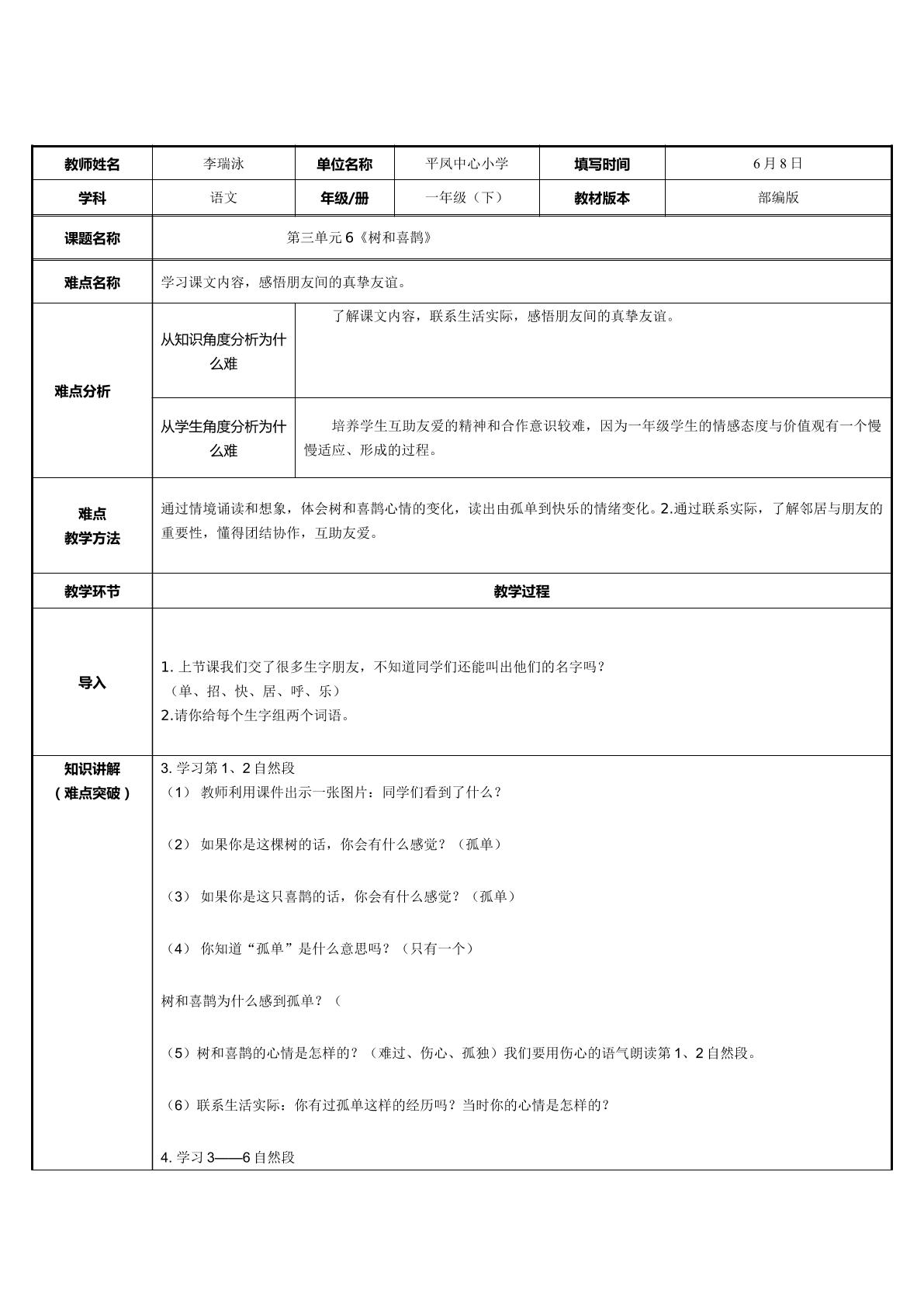 树和喜鹊