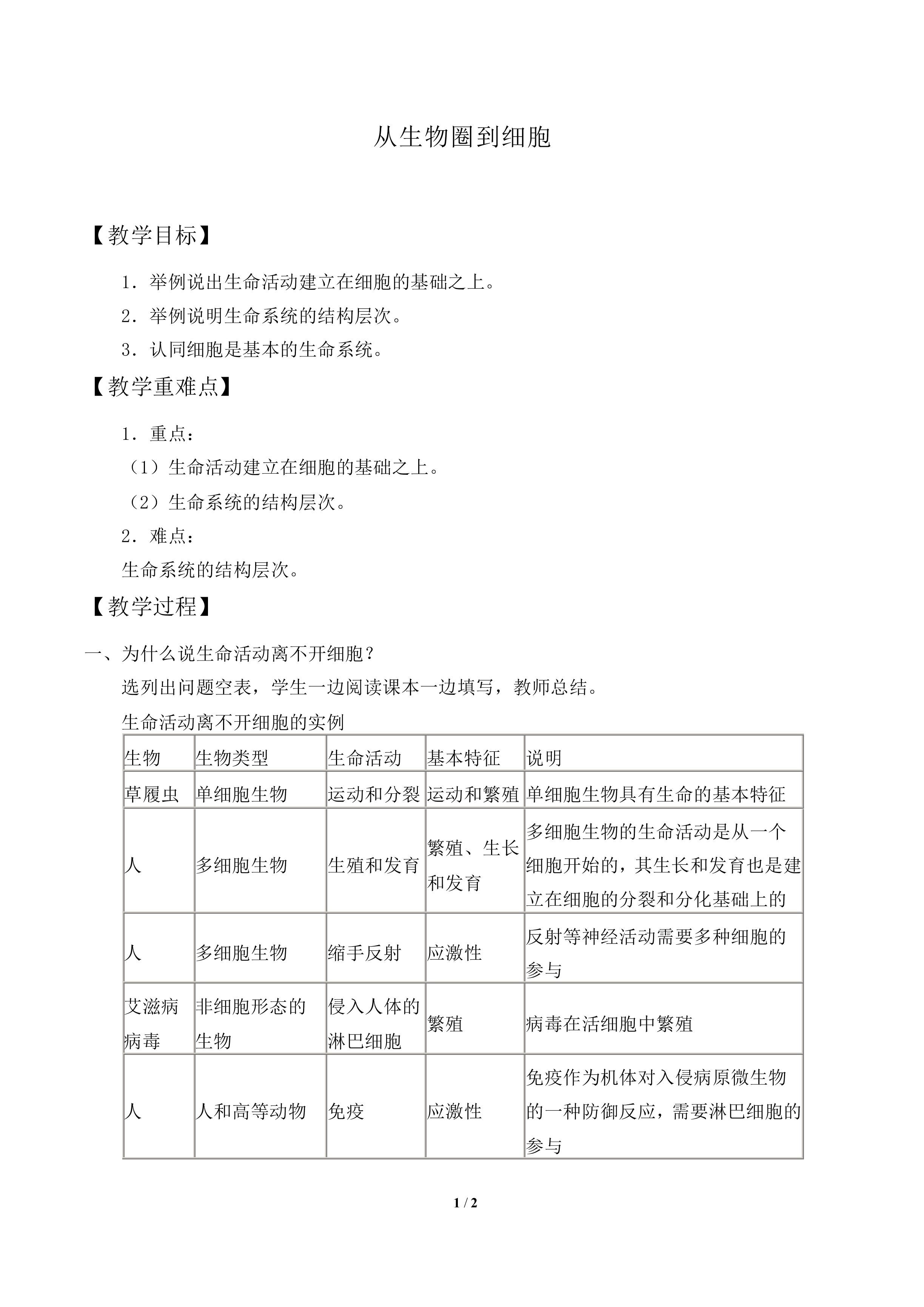 从生物圈到细胞_教案2