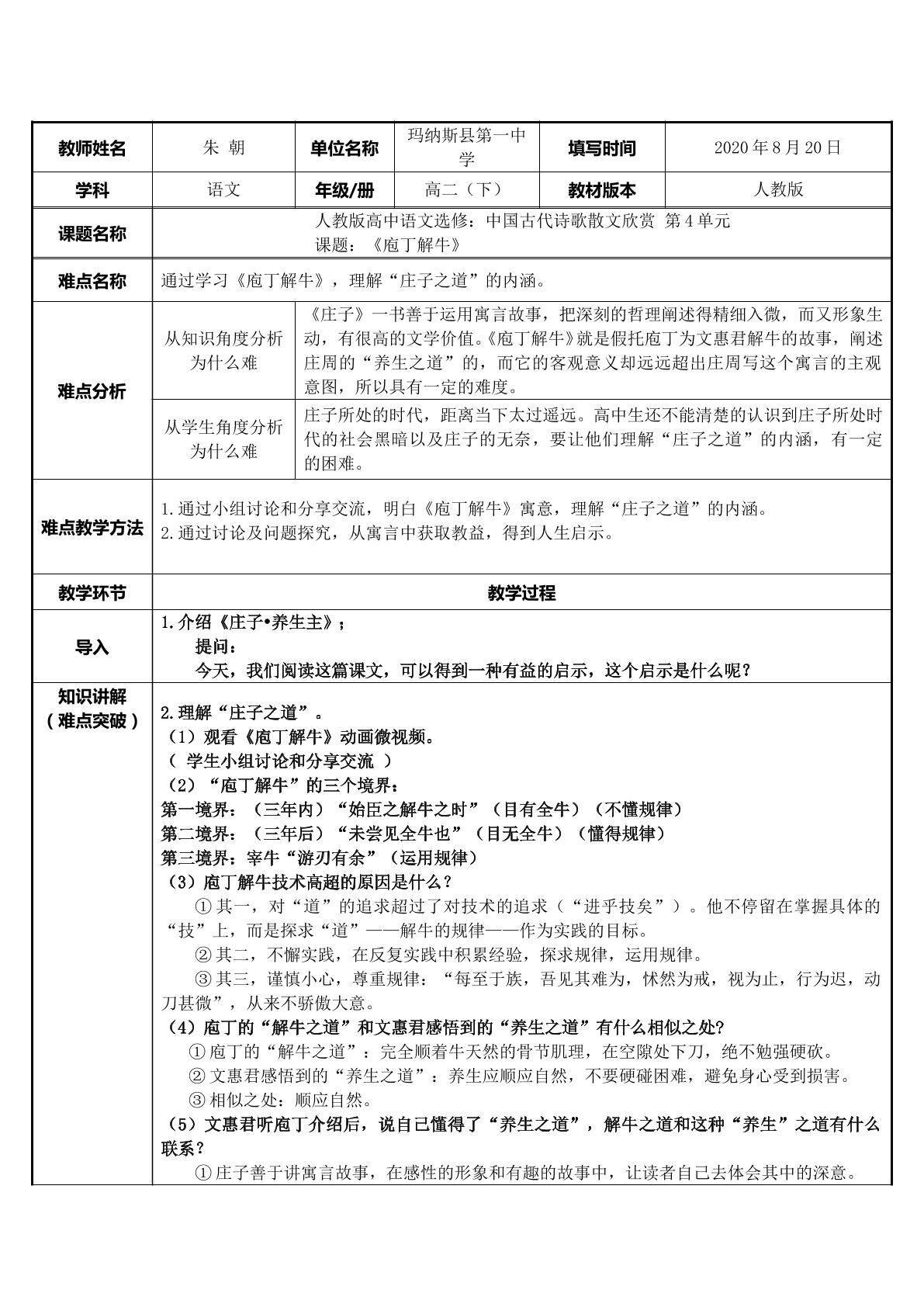 庖丁解牛