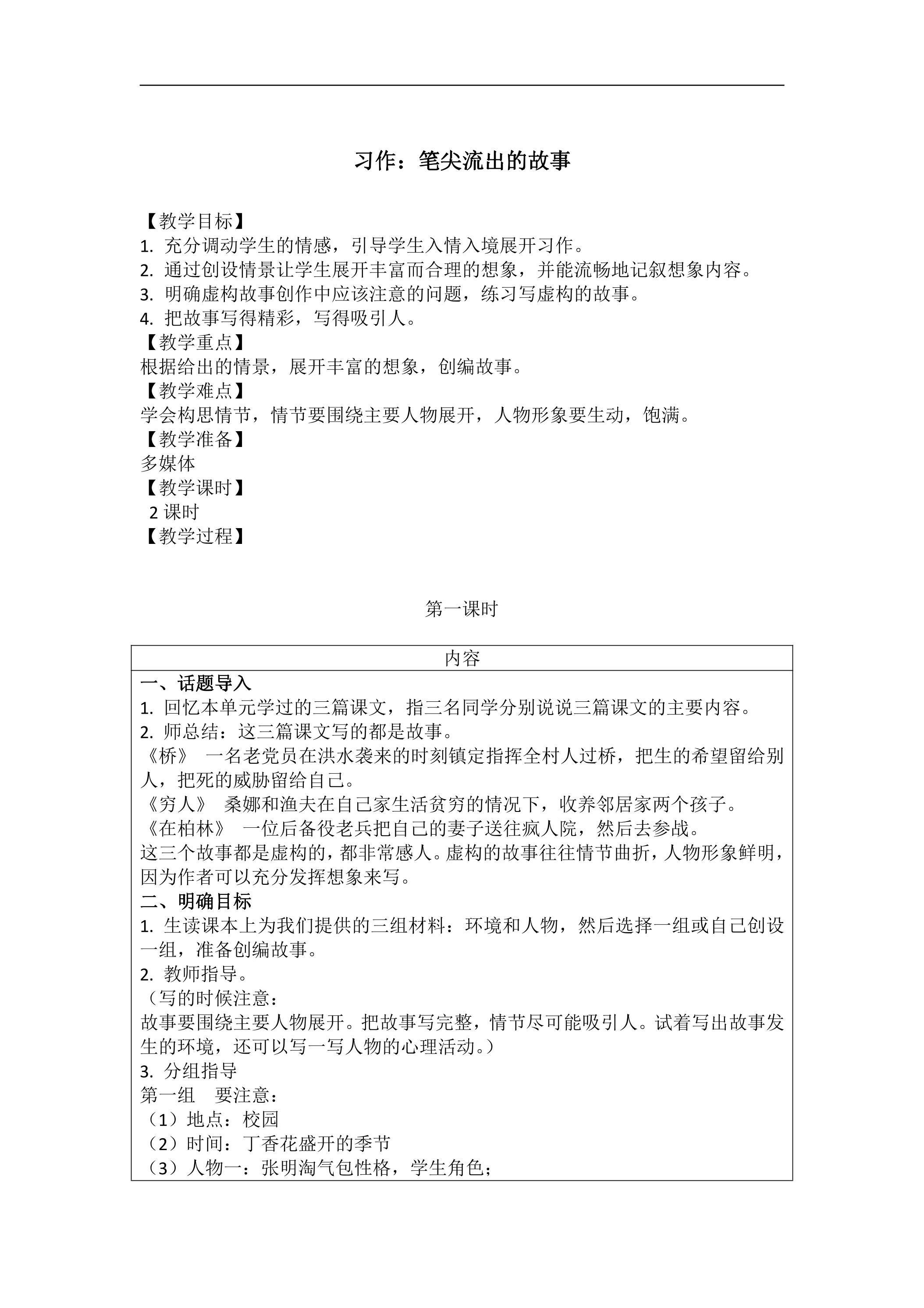 六年级上册语文部编版教案第四单元《习作四：笔尖流出的故事》03