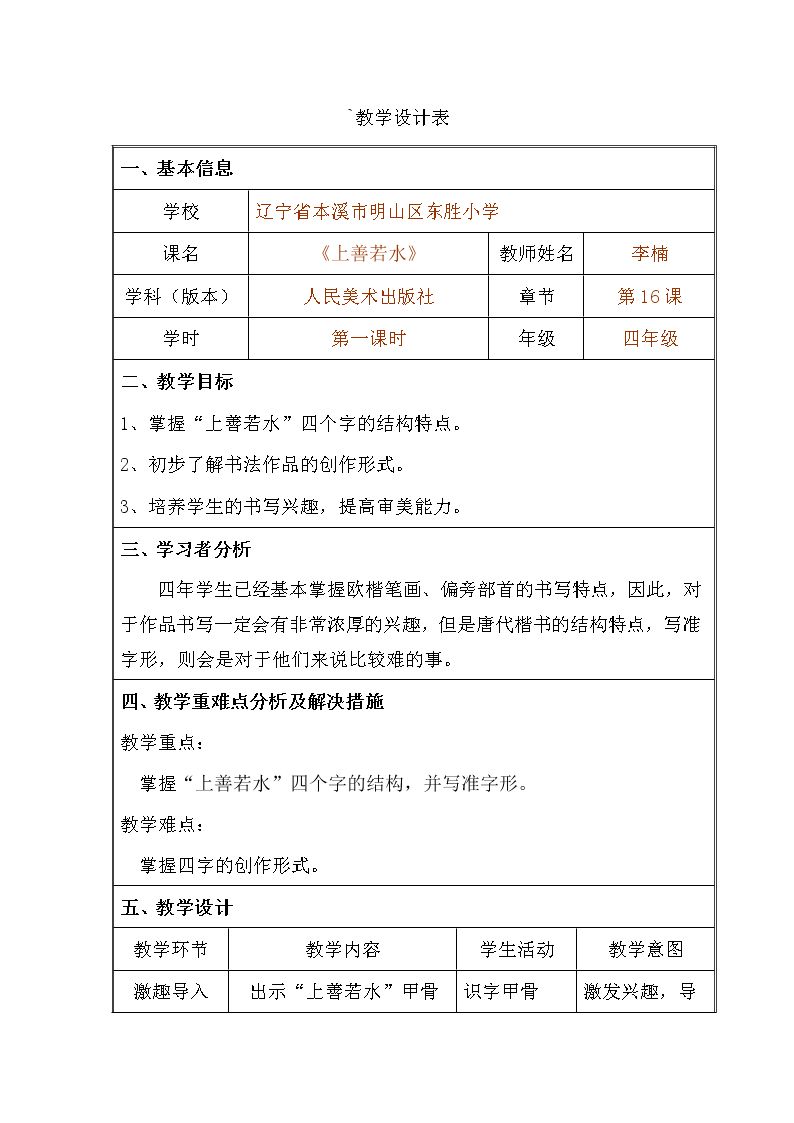 集字练习：上善若水