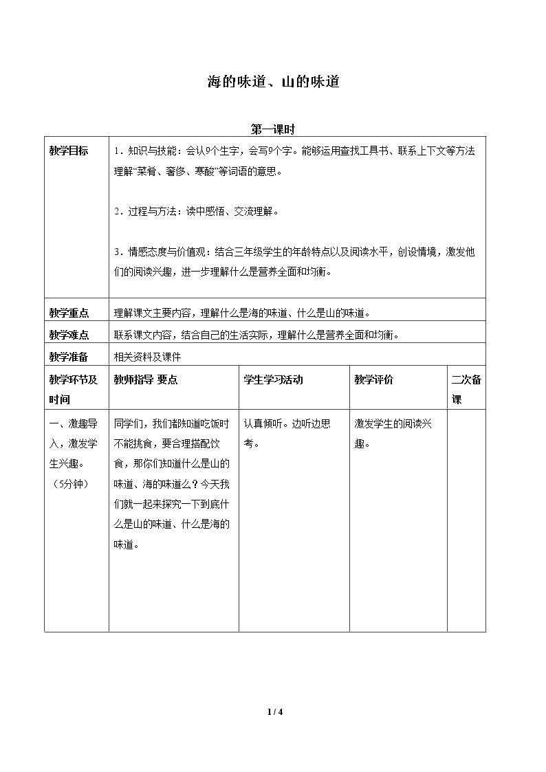 海的味道、山的味道