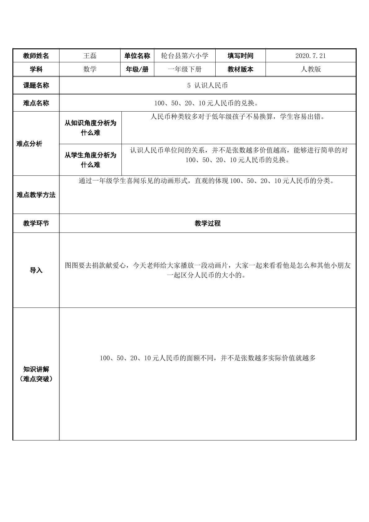 认识人民币