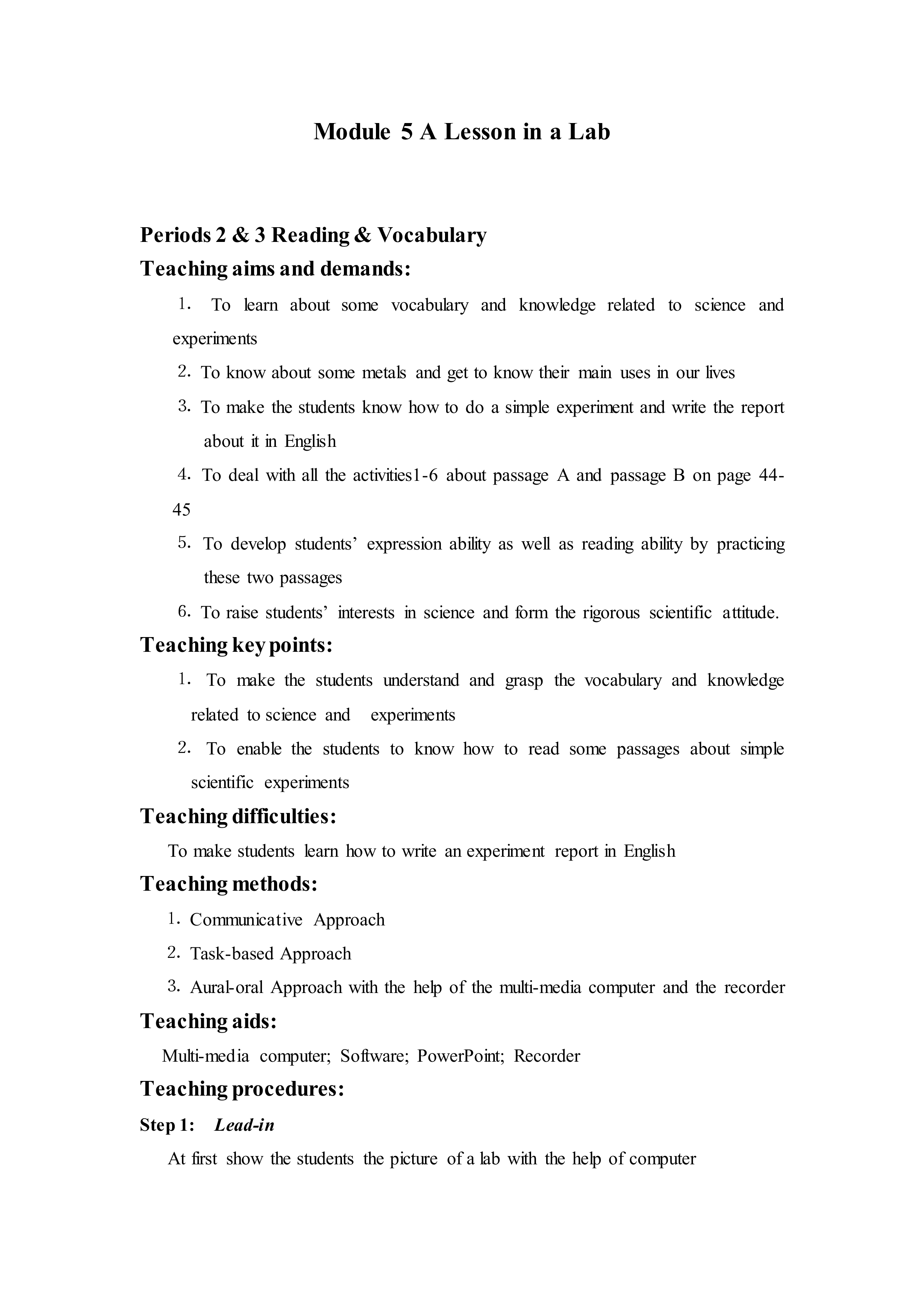 A Lesson in a Lab _教案2