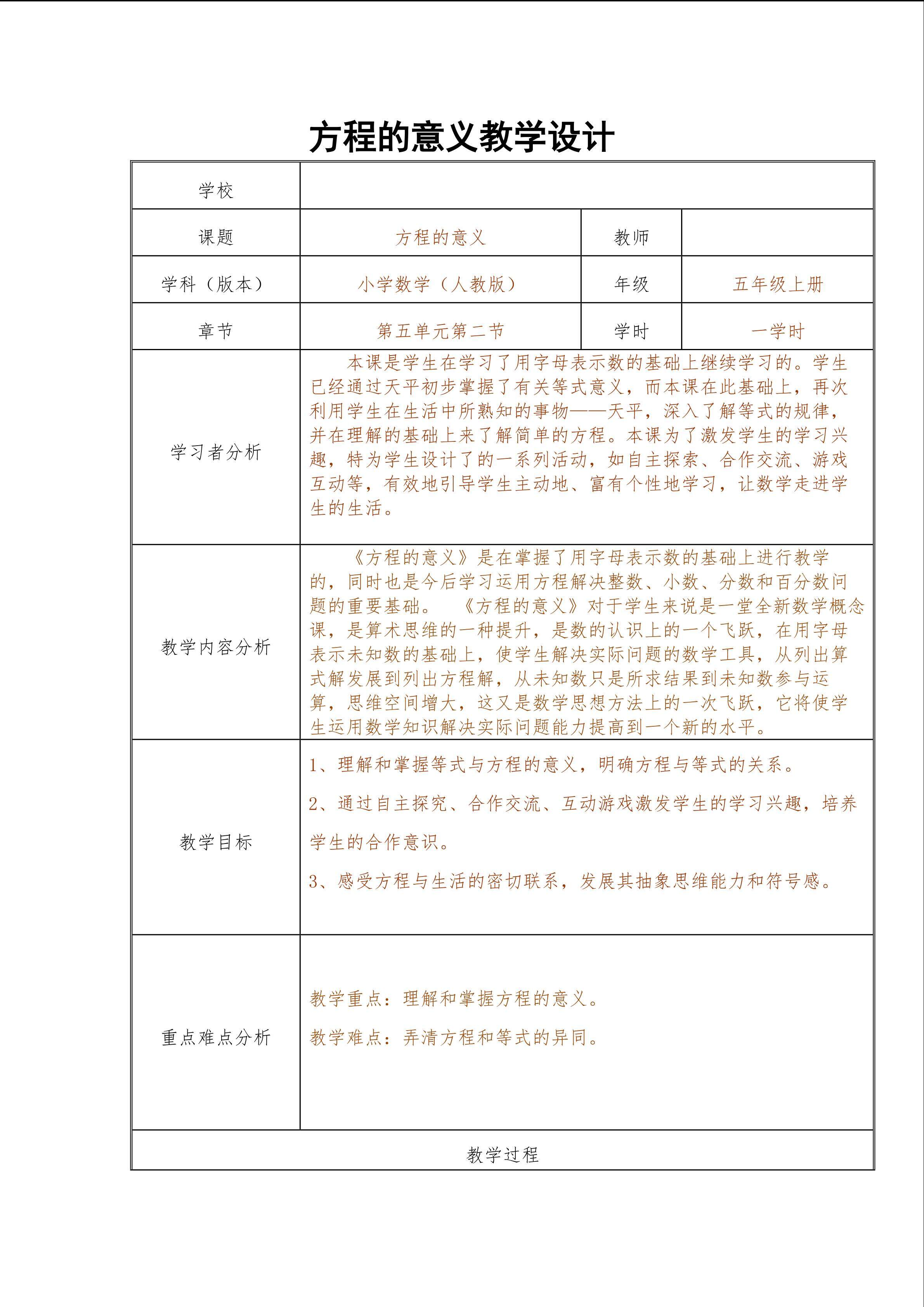 方程的意义